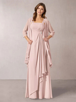Dunkelrosa Partykleid für Mutter der Braut 3/4 Länge Ärmel A-Linie Plissee Hochzeitsgast Kleider