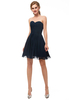 Dunkle Marine Brautjungfer Kleider 2021 kurz Trägerlos Chiffon Geliebte Mini Homecoming Party Kleid