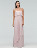 Dusty Pink Brautjungfer Kleid Chiffon Maxi Hochzeit Kleid Backless Straps A Line Anlass Kleid