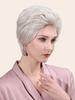 Echthaar Perücken für Frauen Silber Mischhaar Tousled Holiday Short Echthaar Perücken