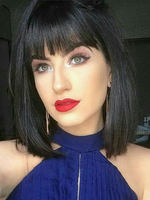 Echthaar Perücken Frauen schwarz stumpf Bang Lace Front Perücke Bobs