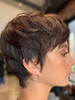 Echthaarperücken für Frauen Coffee Brown Mixed Hair Layered Chic Short Echthaarperücken