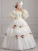 Ecru Weiß Retro Kostüme Blumen Polyester Kleid Damen Vintage Tunika Marie Antoinette Kostüm Vintage Kleidung