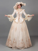 Ecru Weiß Retro Kostüme Damen Blumendruck Blumen Rüschen Polyester Marie Antoinette Kostüm Tunika Hut Kleid Vintage Vintage Kleidung