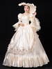 Ecru Weiß Retro Kostüme Damen Marie Antoinette Kostüm Spitze Rüschen Polyester Tunika Kleid Hut Vintage Kostüm aus dem 18. Jahrhundert