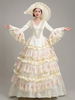 Ecru Weiß Retro Kostüme Spitze Polyester Blumendruck Kleid Damen Vintage Marie Antoinette Kostüm Tunika Kostüm aus dem 18. Jahrhundert