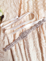 Ecru White Hochzeit Hochzeit Zubehör Schärpen Polyester Strass für Frauen
