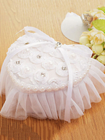 Ehering Box White Lace Perlen Strass Bögen Herzform Hochzeit Box