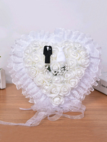 Ehering-Träger-Kissen-Spitze-Sommer-Satin-Gewebe-Wiederholungs-Abendessen-weiße Hochzeits-Kissen