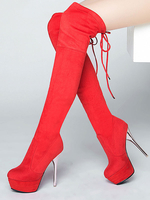 Eigenartige Plateau-Stiefel mit Schnüren und Stilettos