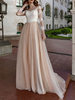 Einfaches Brautkleid 2021 eine Linie V-Ausschnitt Langarm Spitze Applique Tüll Brautkleider Strand Brautkleider