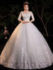 Einfaches Brautkleid Eric White Ballkleid Jewel Neck Half Sleeves Applique Long Brautkleider