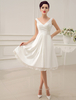 Einfaches Hochzeitskleid 2022 Elfenbein Tee Länge Backless Plissee Satin Lace Up Brautkleid