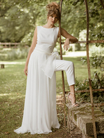 Einfaches ärmelloses Retro-Jumpsuit-Hochzeitskleid