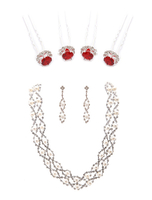 Einzigartiges Strass Brautschmuck Set in Silbern mit Ohrringen und Haarklammer und Halskette