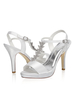 Elegante Hochzeitsschuhe T-Bar Sandalen Open Toe Pfennigabsatz Brautschuhe mit Strass