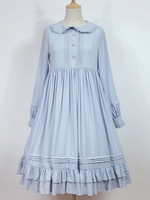 Elegantes Lolita Kleid mit Umlegekragen und langen Ärmeln im klassischen & traditionellen Style und Rüschen