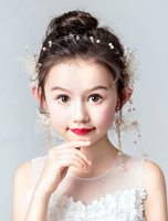 Elfenbein Blumenmädchen Headpieces Ohrringe Stirnband Kinder Haarschmuck