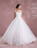 Elfenbein Brautkleid Schatz Backless Tüll Brautkleid trägerlosen Spitze Applique Perlen eine Linie bodenlangen Brautkleid