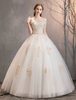 Elfenbein Brautkleider Ballkleid aus der Schulter Spitze Applique bodenlangen Prinzessin Brautkleid