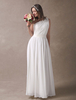 Elfenbein Brautkleider Beach Strand eine Schulter Chiffon Plissee Sash Maxi Brautkleid