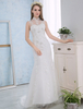 Elfenbein Brautkleider Spitze Applique Mermaid Bridal Dress Sicke Stehkragen Open Back Brautkleid mit Zug