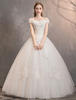 Elfenbein Brautkleider Tüll aus der Schulter Spitze Applique bodenlangen Prinzessin Brautkleid