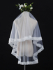 Elfenbein Brautschleier One Tier Tüll Spitze Applique Brautschleier