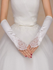 Elfenbein Hochzeit Fäustling Ausschnitt Lace Satin Handschuhe