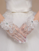 Elfenbein Hochzeit Handschuhe Strass Bow-Tüll-Handschuhe
