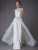 Elfenbein Hochzeit Jumpsuits Halfter V-Ausschnitt Strass Backless Culottes Brautkleid