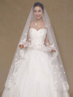 Elfenbein Hochzeit Schleier monistisches Applique Spitze Brautschleier (300cm Länge)