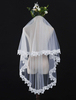 Elfenbein Hochzeit Schleier Spitze Applique Tüll Wasserfall Brautschleier