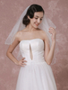 Elfenbein Hochzeit Schleier Tüll Zweiklassen Perle Trimm Edge Brautschleier