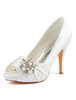 Elfenbein Hochzeit Schuhe 2021 Damen Undichte Zehe Perlen High Heel Braut Schuhe Mutter der Brautschuhe