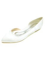 Elfenbein Hochzeit Schuhe 2021 Satin spitzen top Zehe ruthsch Auf Pumps Platt Mutter Schuhe