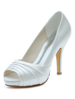 Elfenbein Hochzeit Schuhe High Heel Peep pumpt Plattform Plissee Slip-on Brautschuhe