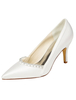 Elfenbein Hochzeit Schuhe High Heel wies Slip-on Brautschuhe mit Strass