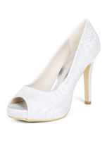 Elfenbein Hochzeit Schuhe Spitze Peep Toe High Heel Mutter der Braut Schuhe