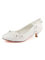 Elfenbein Hochzeit Schuhe Spitze Round Toe Strass Slip On Hochzeit Gast Schuhe Kitten Heel Mutter Schuhe