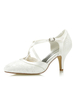 Elfenbein Hochzeit Schuhe Spitze Spitz Criss Cross Vintage Brautschuhe Frauen High Heels
