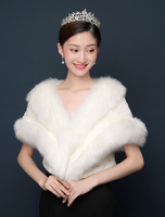 Elfenbein Hochzeit Wrap Faux Pelz Jacke Winter Braut Schal