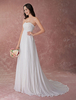 Elfenbein-Hochzeits-Kleid-trägerlose gefaltete Chiffon- bördelnde Strand-Brautkleider mit Zug