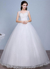 Elfenbein Hochzeitskleid Lace ärmellos V Neck Strass Perlen a-line Stock Länge Günstiges Brautkleid