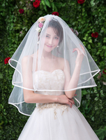 Elfenbein Hochzeitsschleier zwei Tier Tüll Brautschleier