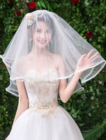 Elfenbein-Hochzeitsschleier zwei Tier Tüll klassische Brautschleier