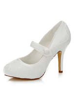 Elfenbein Hochzeitsschuhe bestickt elegante Satin High Heel Brautschuhe
