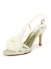Elfenbein Hochzeitsschuhe Satin Open Toe Blumen High Heel Brautschuhe
