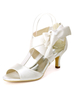 Elfenbein Hochzeitsschuhe Satin Open Toe Bows Kitten Heel 2.4 "Brautschuhe