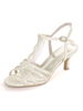 Elfenbein Hochzeitsschuhe Satin Open Toe Buckle Kitten Heel Brautschuhe